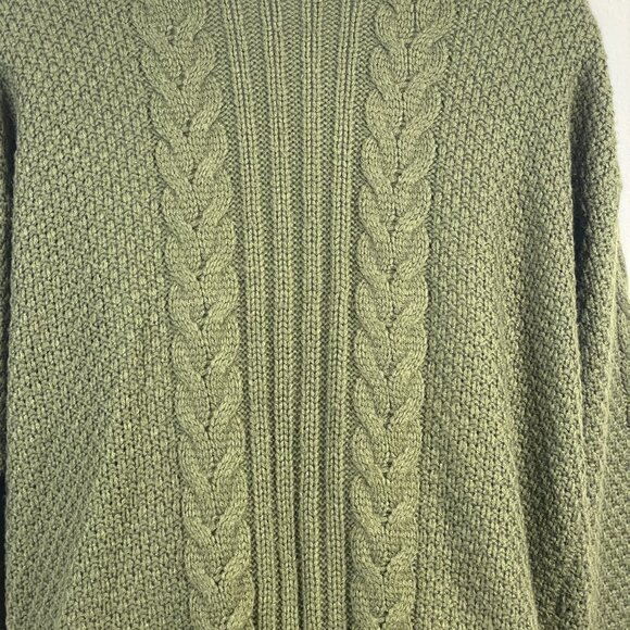 Dreamers Womens Forest Nature Chunky Cable Knit Sweater Sz M Olive Cardigan Cozy - Picture 9 of 13